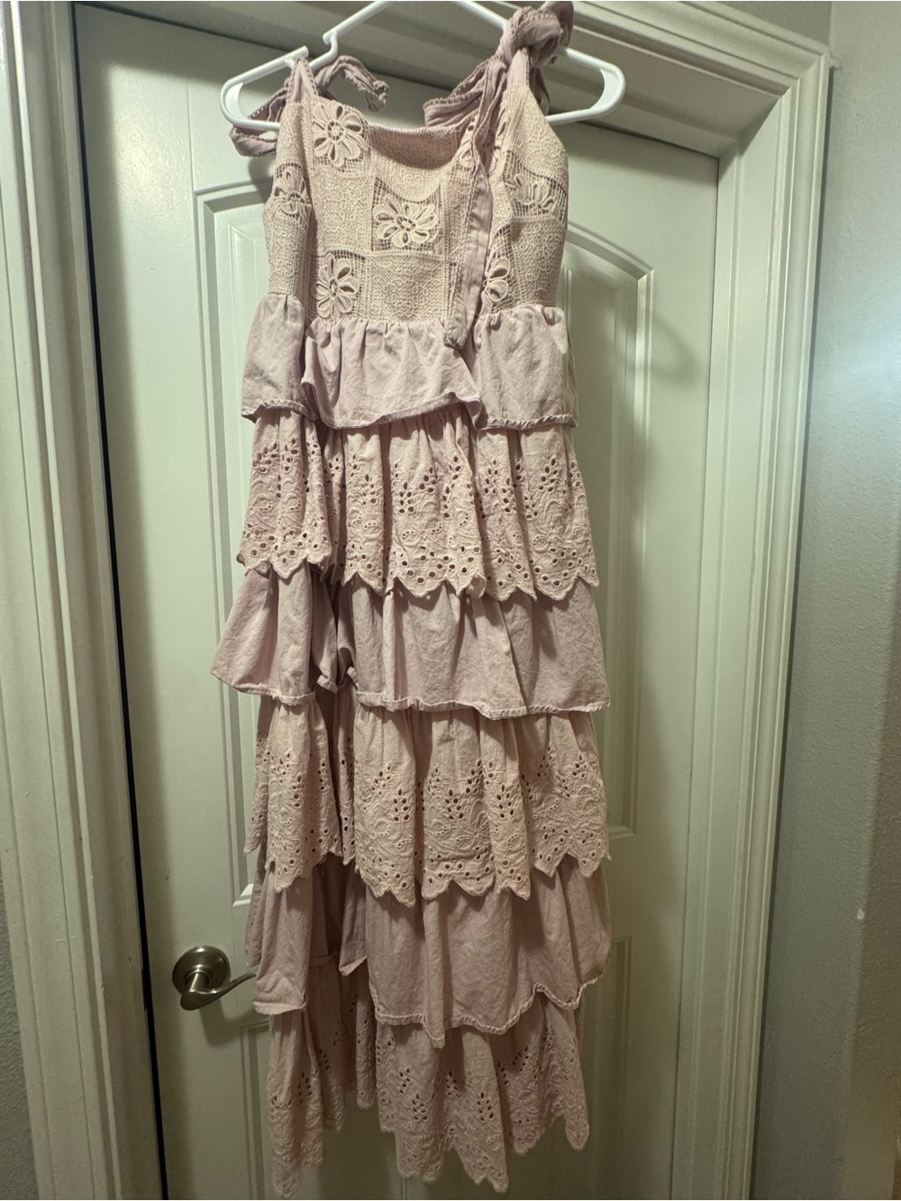 Ruffle eyelet dressLight Pink